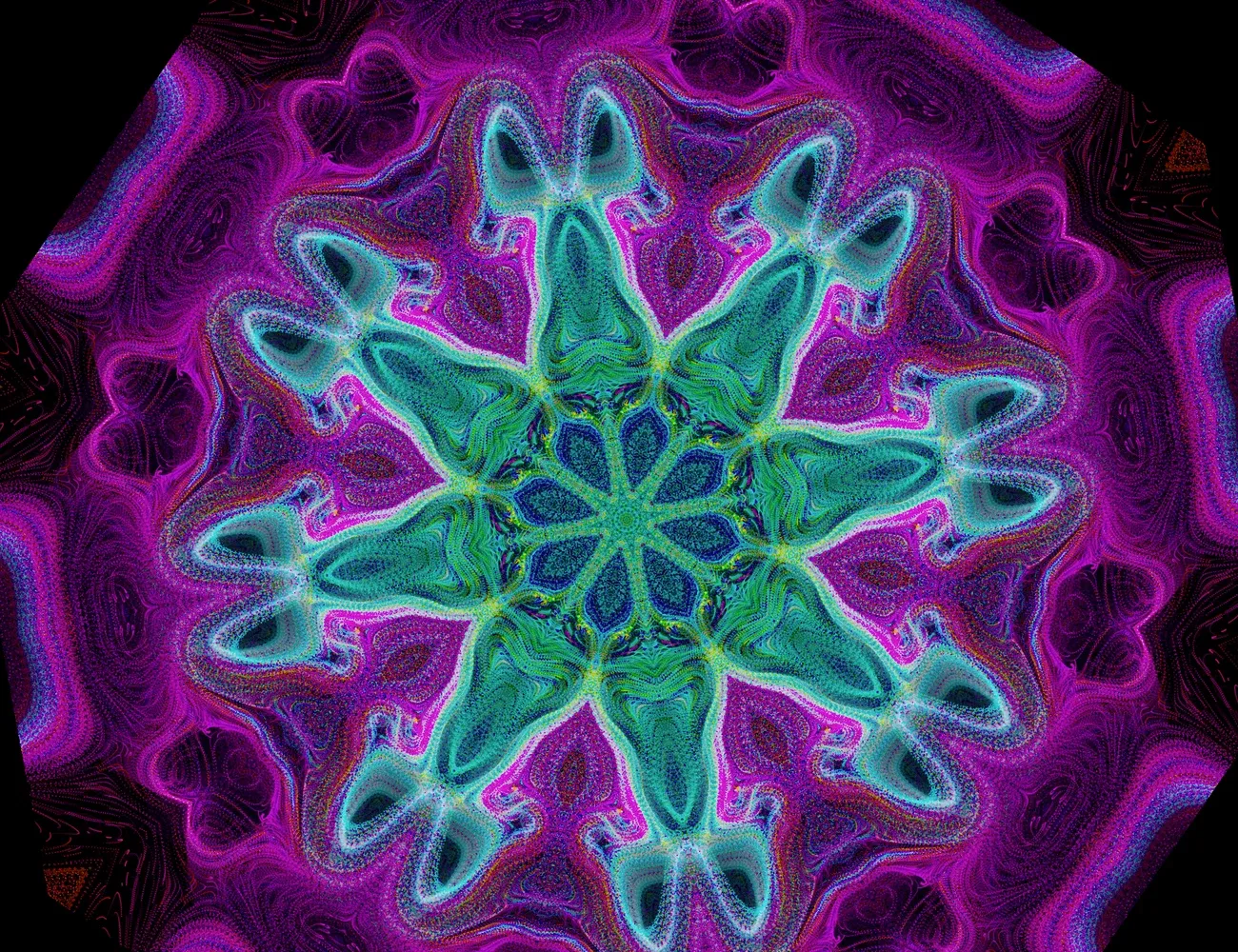 Lumoi rendering an 8-fold kaleidoscopic visual driven by live audio